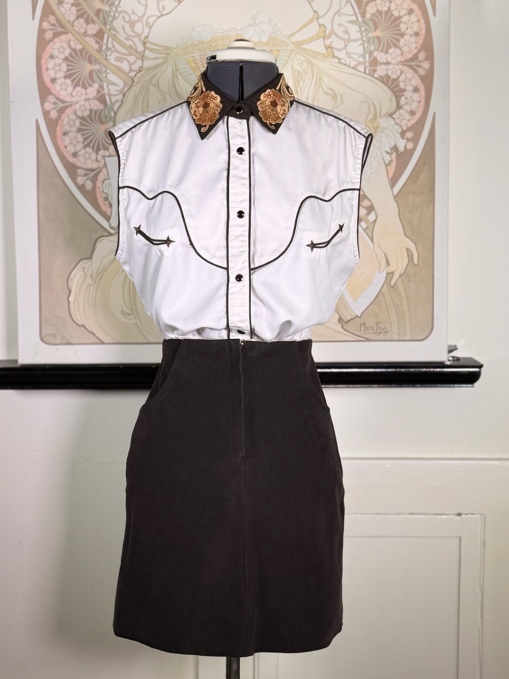 Cowboy Heritage By Gordon James Vintage Western‎ Snap Button Sleeveless Shirt L